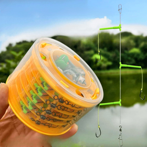 Carlige de Pescuit în Tandem ( 5 seturi x 3 carlige) + Organizator