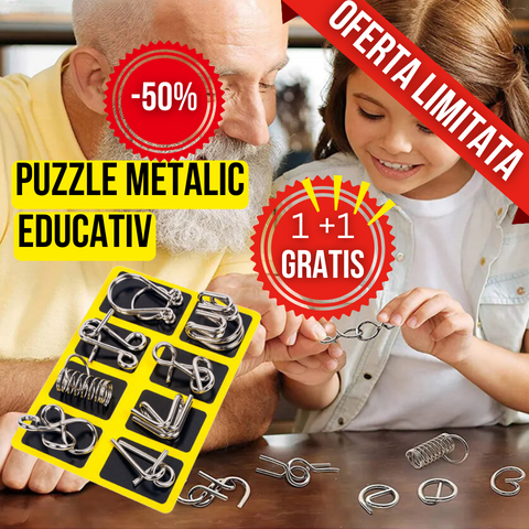 1+1 GRATIS Puzzle Metalic Montessori - Joc de indemanare (8 piese)