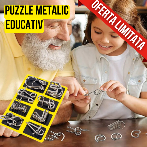 Puzzle Metalic Montessori - Joc de indemanare (8 piese)