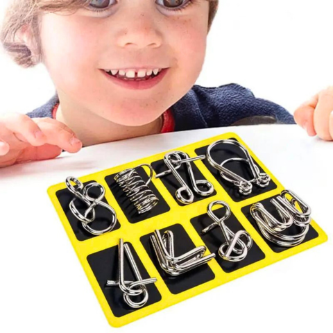 Puzzle Metalic Montessori - Joc de indemanare (8 piese)