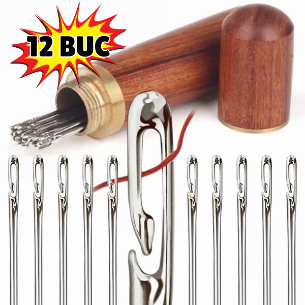 Ace pentru Cusut cu Sistem de introducere rapida a firului de ata (12 buc) + Cutie de depozitare