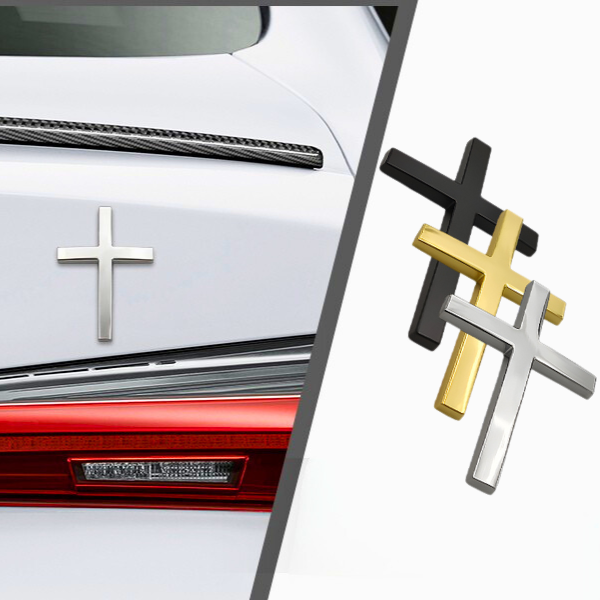 Sticker auto cu cruce crestina - 3 buc