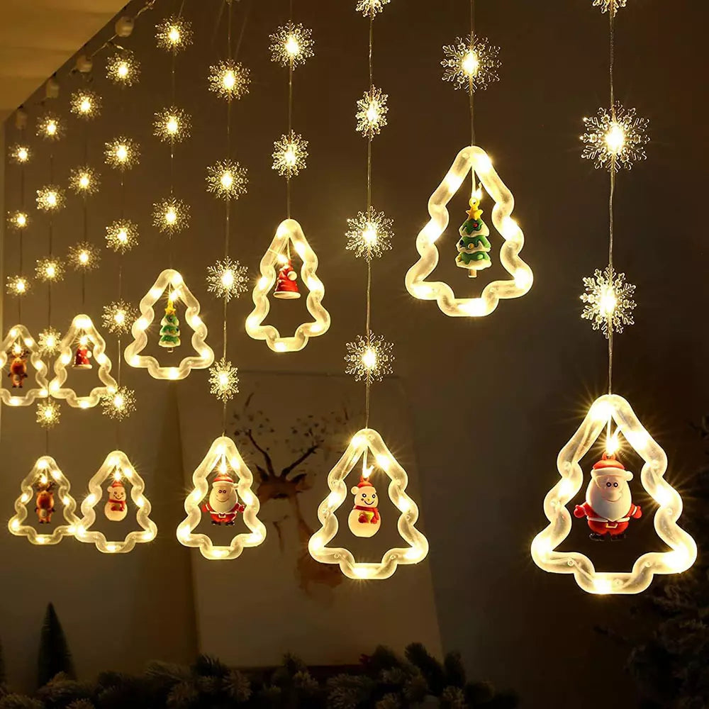 Instalatie de Craciun tip Plasa LED cu Braduti si Figurine