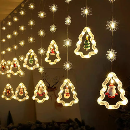 Instalatie de Craciun tip Plasa LED cu Braduti si Figurine