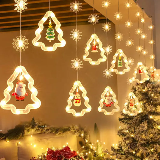 Instalatie de Craciun tip Plasa LED cu Braduti si Figurine