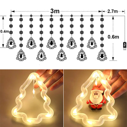 Instalatie de Craciun tip Plasa LED cu Braduti si Figurine