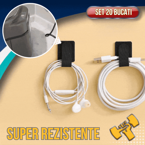 Set 20 Organizatoare cu Autoadeziv pentru Cabluri