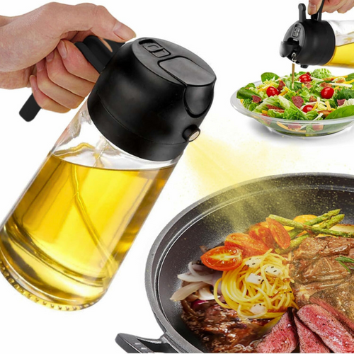 Sticla 2 in 1 pentru ulei - cu pulverizator si dozator (470ml)