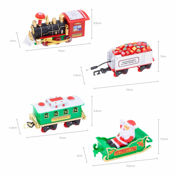 Trenulet Muzical pentru Bradul de Craciun cu Locomotiva si 3 Vagoane