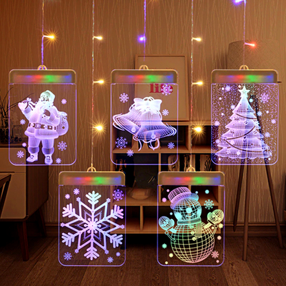 Instalatie de Craciun tip Perdea cu figurine LED color