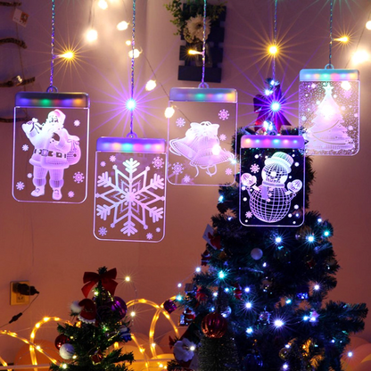 Instalatie de Craciun tip Perdea cu figurine LED color